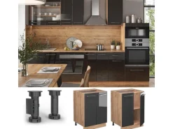 Vicco Küchenunterschrank Fame-Line Hochglanz/Goldkraft Eiche 60 cm AP< Küchenschränke