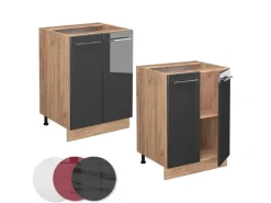 Vicco Küchenunterschrank Fame-Line Hochglanz/Goldkraft Eiche 60 cm AP< Küchenschränke