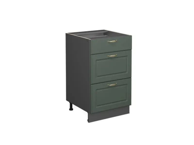 Clearance Vicco Küchenunterschrank Fame-Line Grün-Gold Landhaus/Anthrazit 50 cm ohne Arbeitsplatte Dunkelgrün