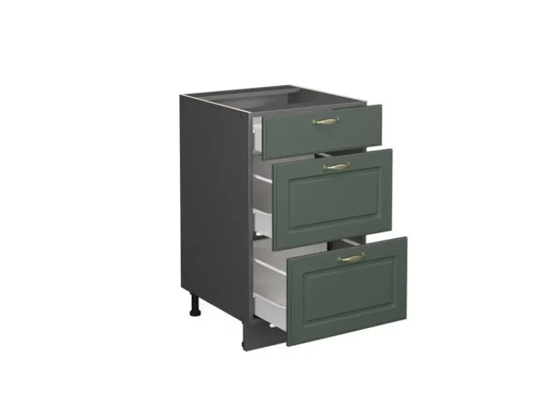 Clearance Vicco Küchenunterschrank Fame-Line Grün-Gold Landhaus/Anthrazit 50 cm ohne Arbeitsplatte Dunkelgrün