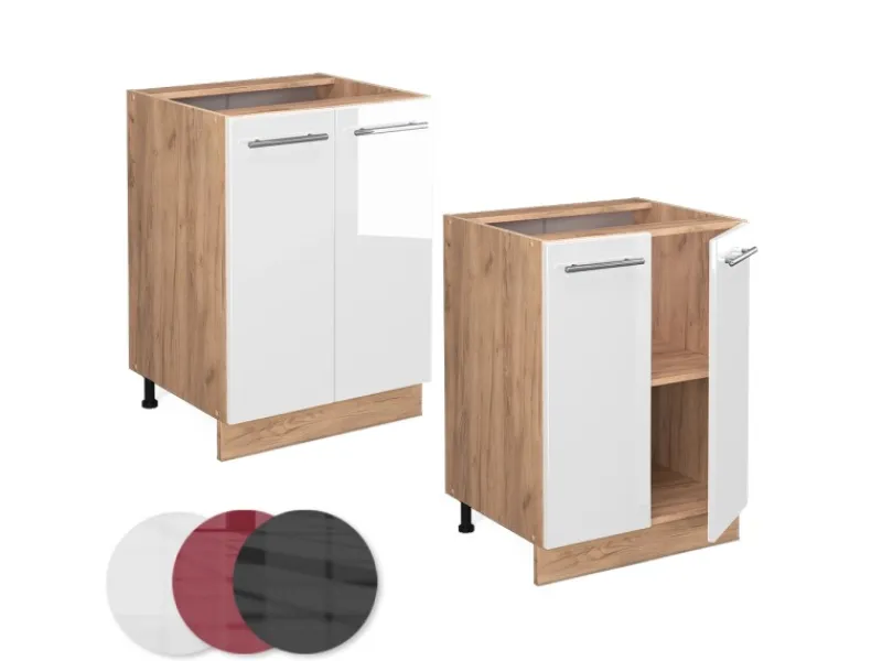 Vicco Küchenunterschrank Fame-Line Hochglanz/Goldkraft Eiche 60 cm ohne Arbeitsplatte< Küchenschränke