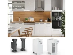 Vicco Küchenunterschrank Fame-Line Hochglanz/ 40 cm ohne Arbeitsplatte Weiß