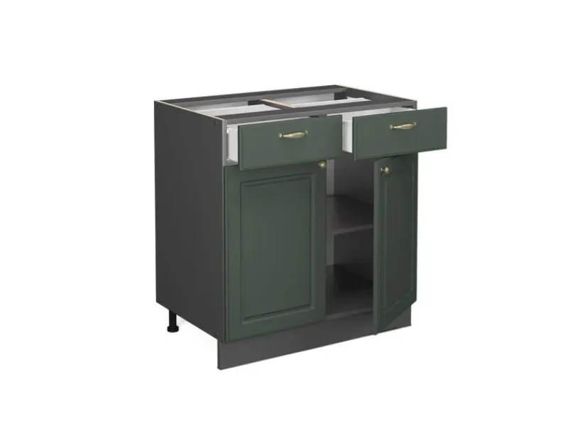 Hot Vicco Küchenunterschrank Fame-Line Grün-Gold Landhaus/Anthrazit 80 cm ohne Arbeitsplatte Dunkelgrün