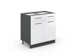 Küchenschränke<Vicco Küchenunterschrank Fame-Line Hochglanz/Anthrazit 80 cm ohne Arbeitsplatte