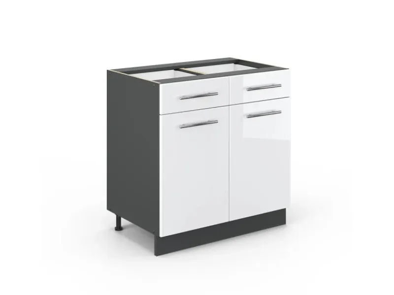 Küchenschränke<Vicco Küchenunterschrank Fame-Line Hochglanz/Anthrazit 80 cm ohne Arbeitsplatte