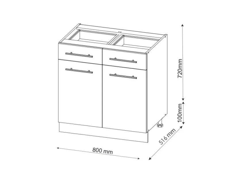 Küchenschränke<Vicco Küchenunterschrank Fame-Line Hochglanz/Anthrazit 80 cm ohne Arbeitsplatte