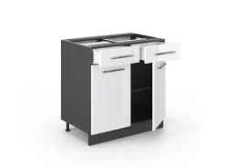 Küchenschränke<Vicco Küchenunterschrank Fame-Line Hochglanz/Anthrazit 80 cm ohne Arbeitsplatte