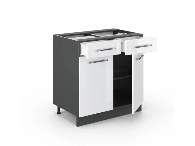 Küchenschränke<Vicco Küchenunterschrank Fame-Line Hochglanz/Anthrazit 80 cm ohne Arbeitsplatte