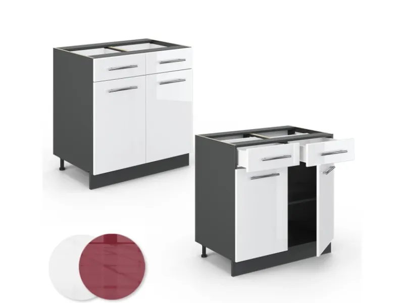 Küchenschränke<Vicco Küchenunterschrank Fame-Line Hochglanz/Anthrazit 80 cm ohne Arbeitsplatte