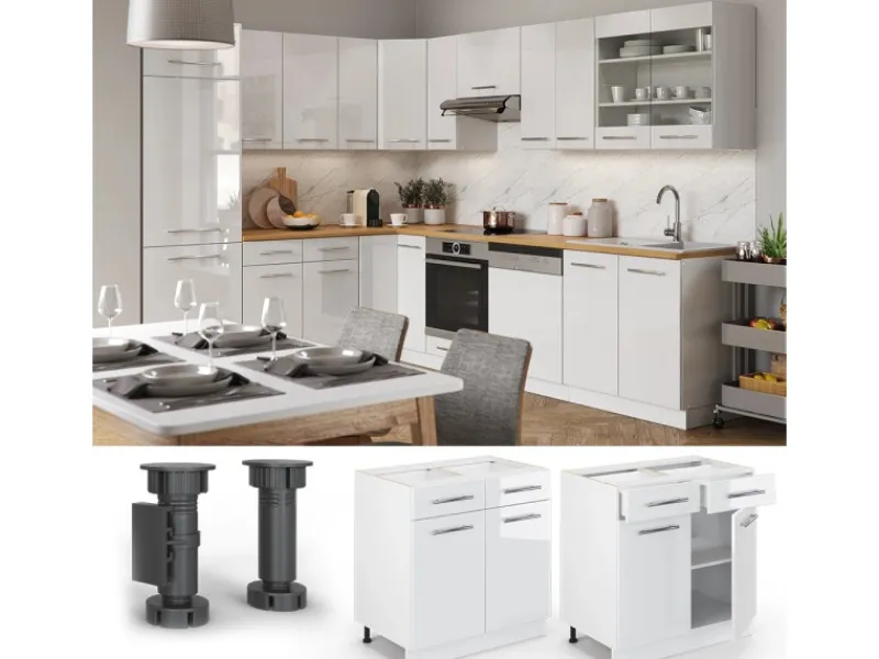 Vicco Küchenunterschrank Fame-Line Hochglanz/ 80 cm ohne Arbeitsplatte< Küchenschränke