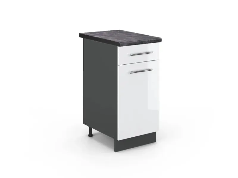 Sale Vicco Küchenunterschrank Fame-Line Hochglanz/Anthrazit 40 cm AP Anthrazit Weiß