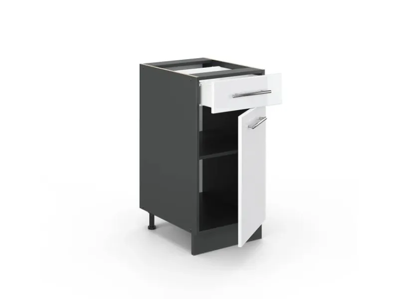 Sale Vicco Küchenunterschrank Fame-Line Hochglanz/Anthrazit 40 cm AP Anthrazit Weiß