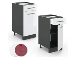 Sale Vicco Küchenunterschrank Fame-Line Hochglanz/Anthrazit 40 cm AP Anthrazit Weiß