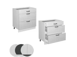 Vicco Küchenunterschrank Fame-Line Landhaus/ 80 cm mit 3 Schubladen AP Eiche< Küchenschränke