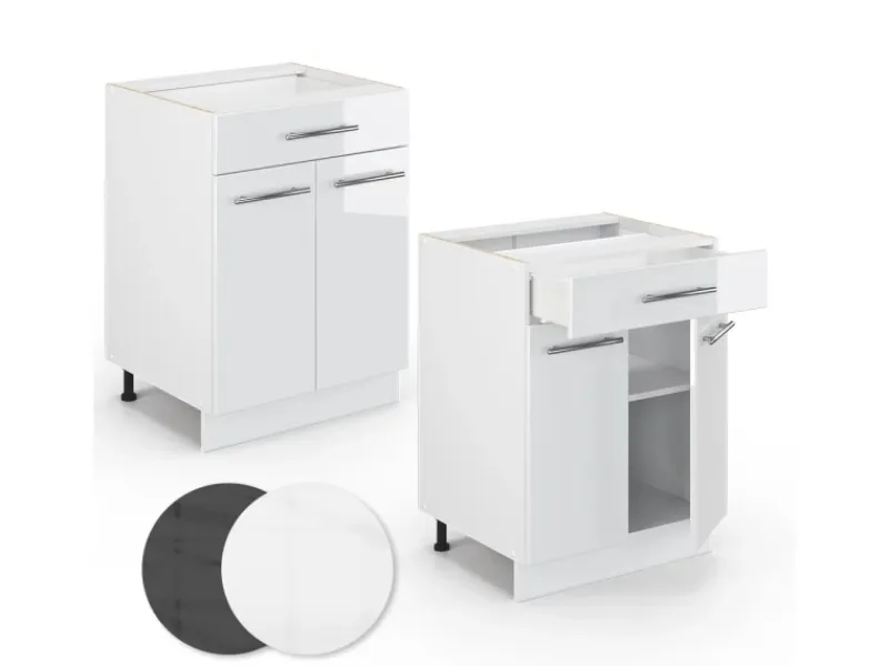 Vicco Küchenunterschrank Fame-Line Hochglanz/ 60 cm mit Schublade ohne Arbeitsplatte< Küchenschränke