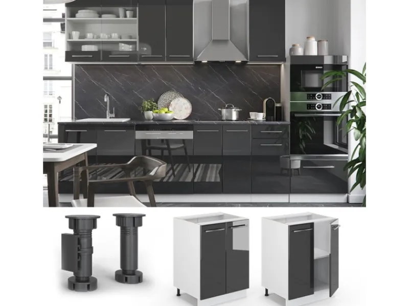 Vicco Küchenunterschrank Fame-Line Hochglanz/Weiß 60 cm ohne Arbeitsplatte< Küchenschränke
