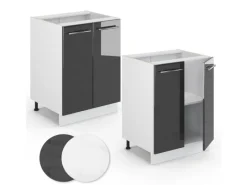 Vicco Küchenunterschrank Fame-Line Hochglanz/Weiß 60 cm ohne Arbeitsplatte< Küchenschränke