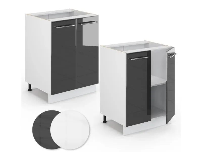 Vicco Küchenunterschrank Fame-Line Hochglanz/Weiß 60 cm ohne Arbeitsplatte< Küchenschränke
