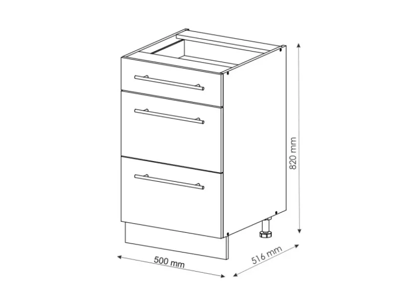 Vicco Küchenunterschrank Fame-Line Hochglanz/Anthrazit 50 cm ohne Arbeitsplatte< Küchenschränke