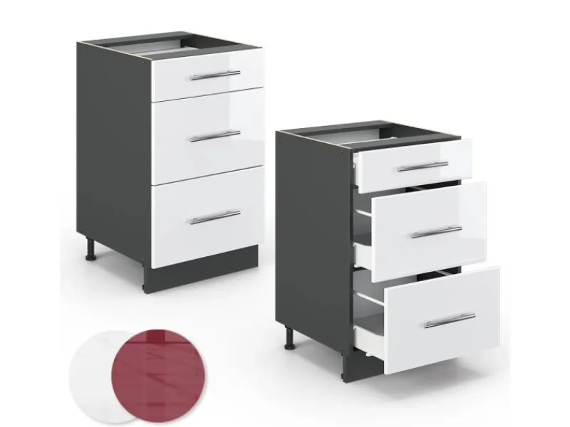 Vicco Küchenunterschrank Fame-Line Hochglanz/Anthrazit 50 cm ohne Arbeitsplatte< Küchenschränke