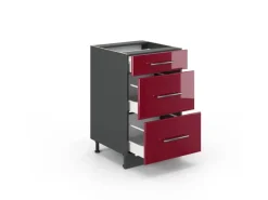 Hot Vicco Küchenunterschrank Fame-Line Bordeaux Hochglanz/Anthrazit 50 cm ohne Arbeitsplatte Bordeaux-Glanz