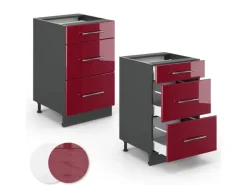 Hot Vicco Küchenunterschrank Fame-Line Bordeaux Hochglanz/Anthrazit 50 cm ohne Arbeitsplatte Bordeaux-Glanz