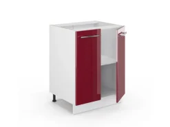 Vicco Küchenunterschrank Fame-Line Bordeaux Hochglanz/Weiß 60 cm AP Marmor< Küchenschränke