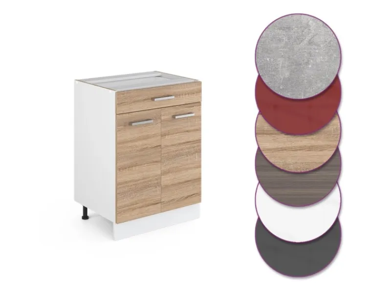 Vicco Küchenunterschrank R-Line Sonoma 60 cm mit Schublade ohne Arbeitsplatte< Küchenschränke