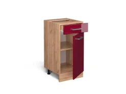 Pfannen<Vicco Küchenunterschrank R-Line Schubladenschrank für die Küche Bordeaux Hochglanz 40 cm AP Marmor