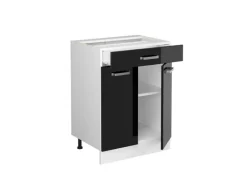 Vicco Küchenunterschrank R-Line Schwarz Hochglanz 60 cm mit Schublade ohne Arbeitsplatte< Einbauküchen