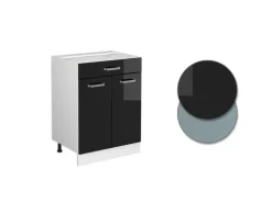 Vicco Küchenunterschrank R-Line Schwarz Hochglanz 60 cm mit Schublade ohne Arbeitsplatte< Einbauküchen