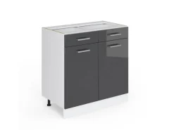 Best Vicco Küchenunterschrank R-Line Hochglanz/Weiß 80 cm ohne Arbeitsplatte Anthrazit