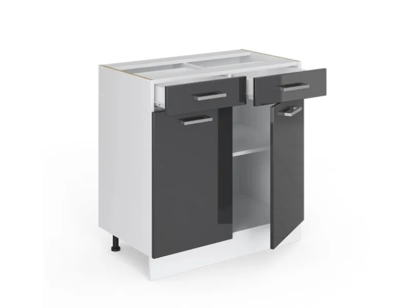 Best Vicco Küchenunterschrank R-Line Hochglanz/Weiß 80 cm ohne Arbeitsplatte Anthrazit