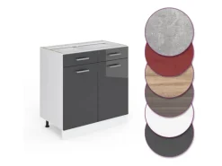 Best Vicco Küchenunterschrank R-Line Hochglanz/Weiß 80 cm ohne Arbeitsplatte Anthrazit
