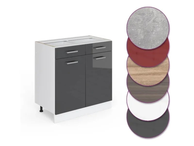 Best Vicco Küchenunterschrank R-Line Hochglanz/Weiß 80 cm ohne Arbeitsplatte Anthrazit