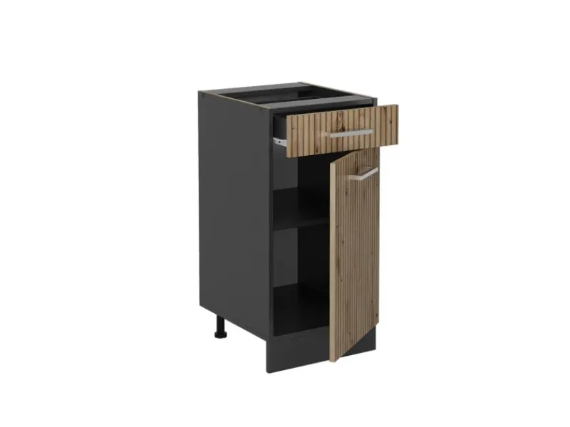 Vicco Küchenunterschrank R-Line Artisan-Eiche/Anthrazit 40 cm AP Anthrazit< Pfannen
