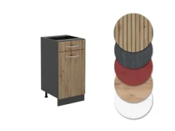 Vicco Küchenunterschrank R-Line Artisan-Eiche/Anthrazit 40 cm AP Anthrazit< Pfannen