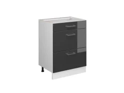 Küchenschränke<Vicco Küchenunterschrank R-Line Hochglanz/Weiß 60 cm mit Schubladen ohne Arbeitsplatte