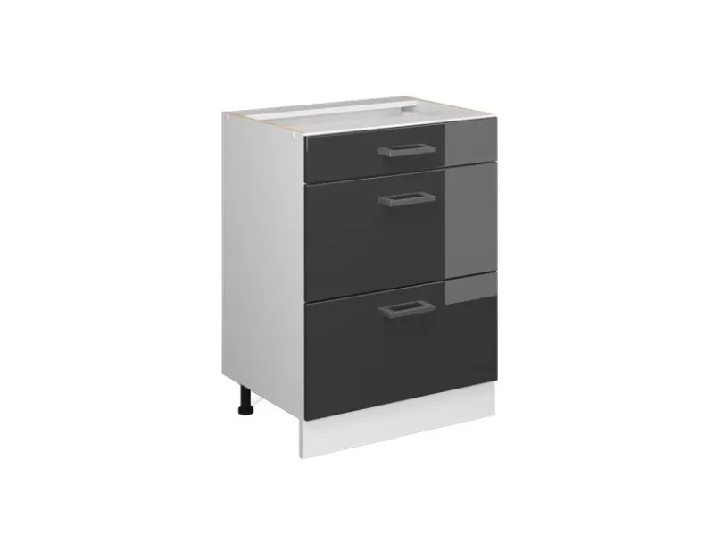 Küchenschränke<Vicco Küchenunterschrank R-Line Hochglanz/Weiß 60 cm mit Schubladen ohne Arbeitsplatte