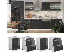 Küchenschränke<Vicco Küchenunterschrank R-Line Hochglanz/Weiß 60 cm mit Schubladen ohne Arbeitsplatte