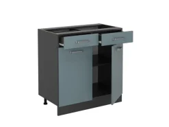 Vicco Küchenunterschrank R-Line Schubladenschrank für die Küche Blau-Grau/Anthrazit 80 cm AP Eiche< Kücheninseln