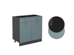 Vicco Küchenunterschrank R-Line Schubladenschrank für die Küche Blau-Grau/Anthrazit 80 cm AP Eiche< Kücheninseln