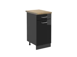 Pfannen<Vicco Küchenunterschrank R-Line Schwarz Hochglanz/Anthrazit 40 cm AP Eiche