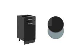 Pfannen<Vicco Küchenunterschrank R-Line Schwarz Hochglanz/Anthrazit 40 cm AP Eiche
