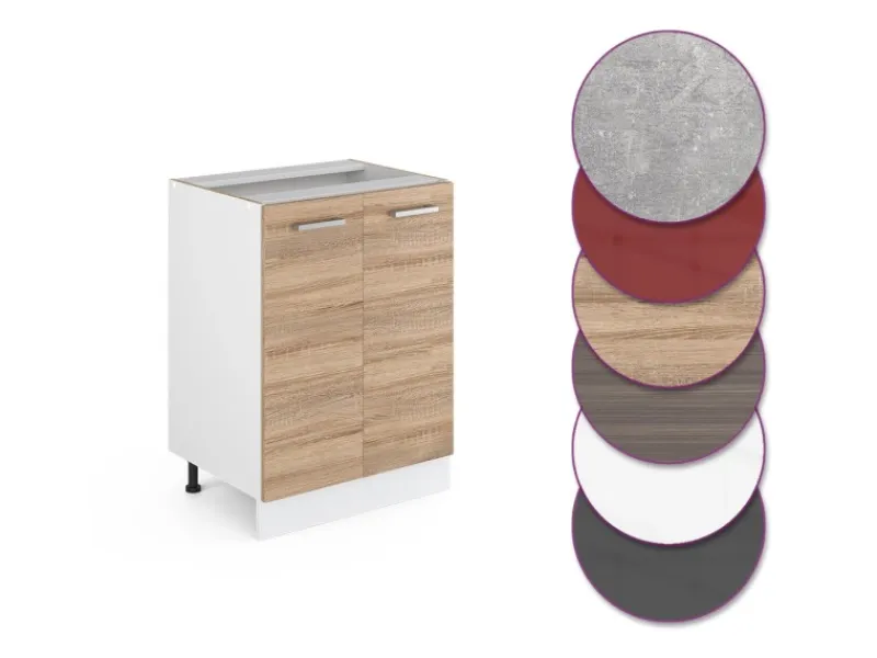 Küchenschränke<Vicco Küchenunterschrank R-Line Küchenkommode Sonoma/Weiß 60 cm ohne Arbeitsplatte