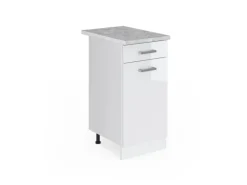 Pfannen<Vicco Küchenunterschrank R-Line Schubladenschrank für die Küche Hochglanz/ 40 cm AP Marmor