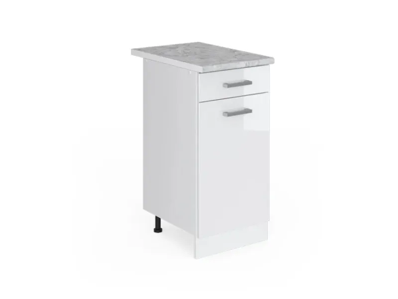 Pfannen<Vicco Küchenunterschrank R-Line Schubladenschrank für die Küche Hochglanz/ 40 cm AP Marmor