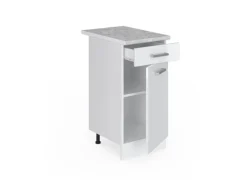 Pfannen<Vicco Küchenunterschrank R-Line Schubladenschrank für die Küche Hochglanz/ 40 cm AP Marmor