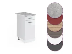 Pfannen<Vicco Küchenunterschrank R-Line Schubladenschrank für die Küche Hochglanz/ 40 cm AP Marmor