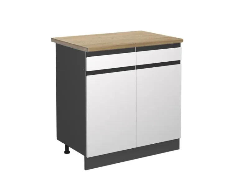 Vicco Küchenunterschrank R-Line Schubladenschrank für die Küche /Anthrazit 80 cm AP Eiche< Küchenschränke